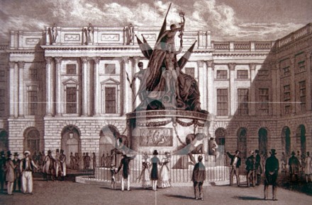 Exchange Buildings and the Nelson Monument, c 1832