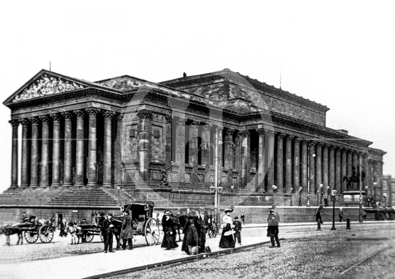 A soot encrusted St George's Hall, end 19th century